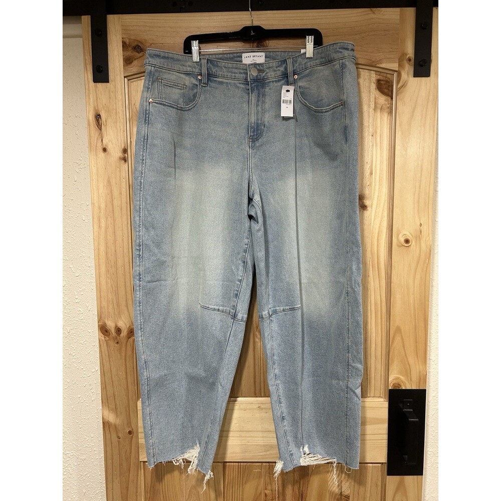 Lane Bryant Relaxed Curved Ankle Jeans Size 20 L Long Mid Rise NWT Frayed Hem